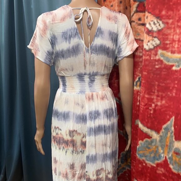 Y2k, 90s Small Maxi Tie Dye Flowy Striped Dress - Picture 3 of 8